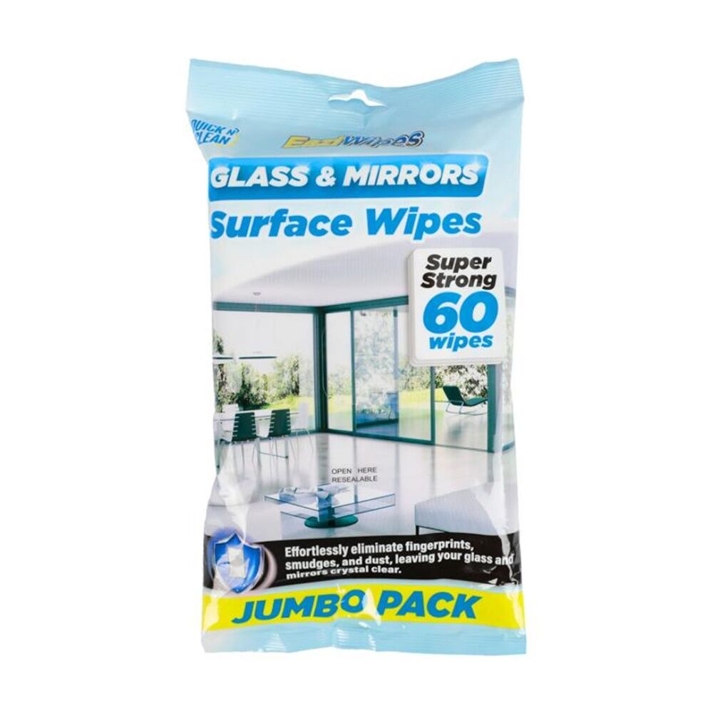 24x 60PK EaziWipes Glass & Mirrors Surface Cleaning Wipes Jumbo Streak Free