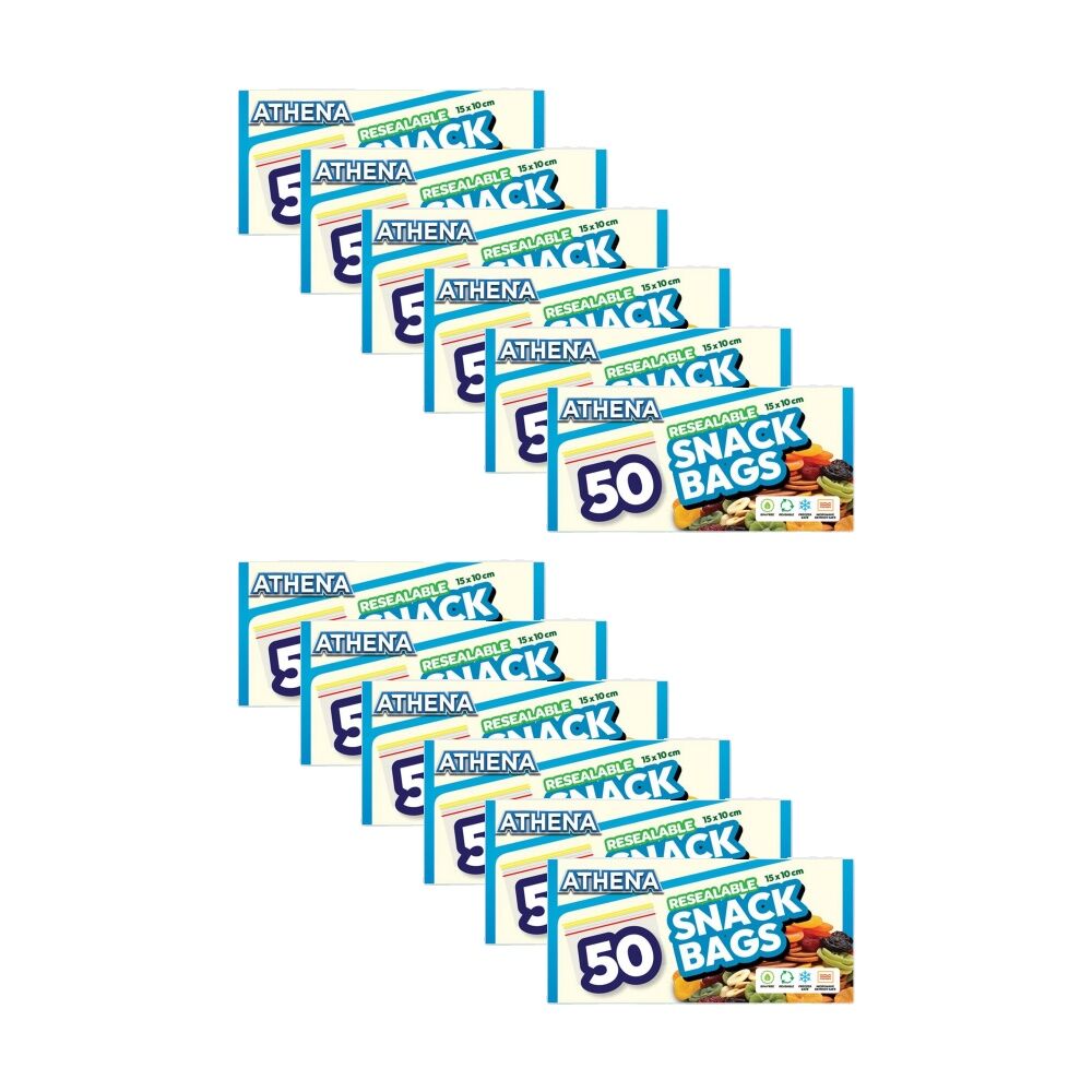 12x 50PK Athena Resealable Snap Lock Food Storage Snack Bags 15x10cm