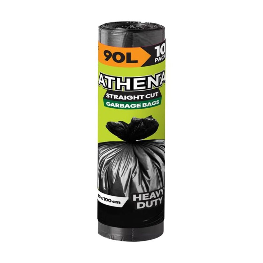 6x 10PK Athena Straight Cut Heavy Duty Garbage Bags Black 90L 80x100cm