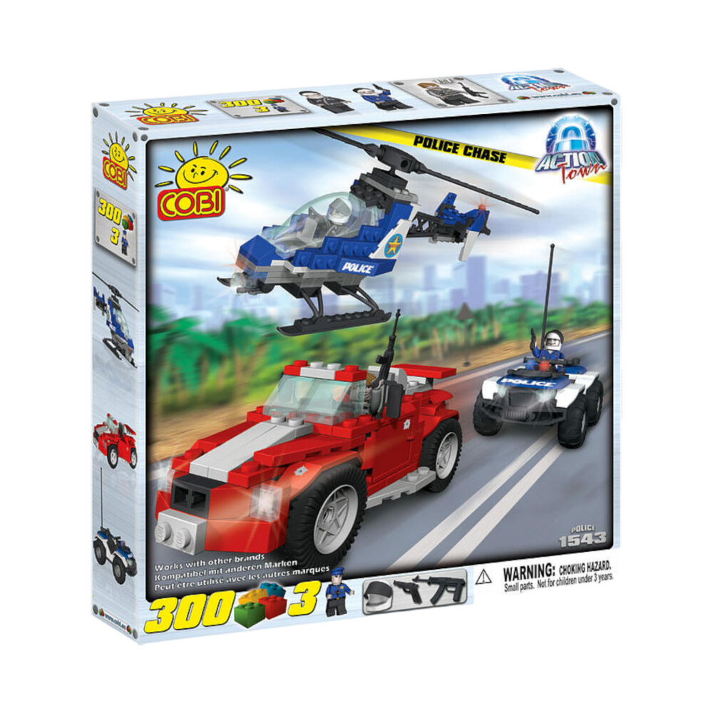 300pc Action Town Police Chase Construction Brick Set Kit Kids 3y+