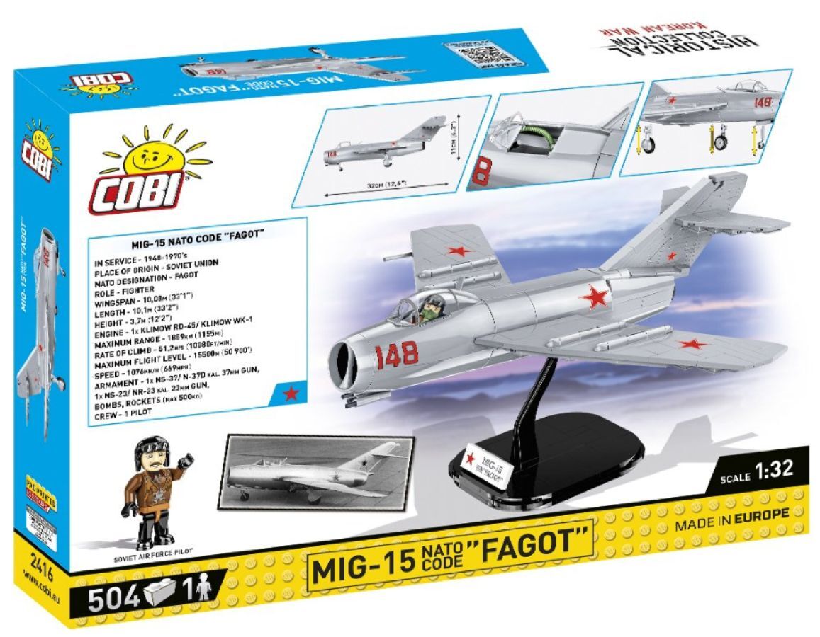 504pc Korean War MIG-15 N.Code Fagot Building Toy Kit