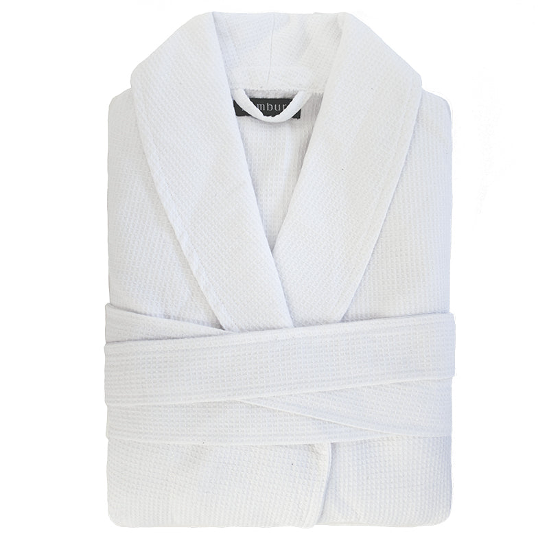 Bambury One Size Commercial Waffle Bath Robe Dressing Gown Robe White