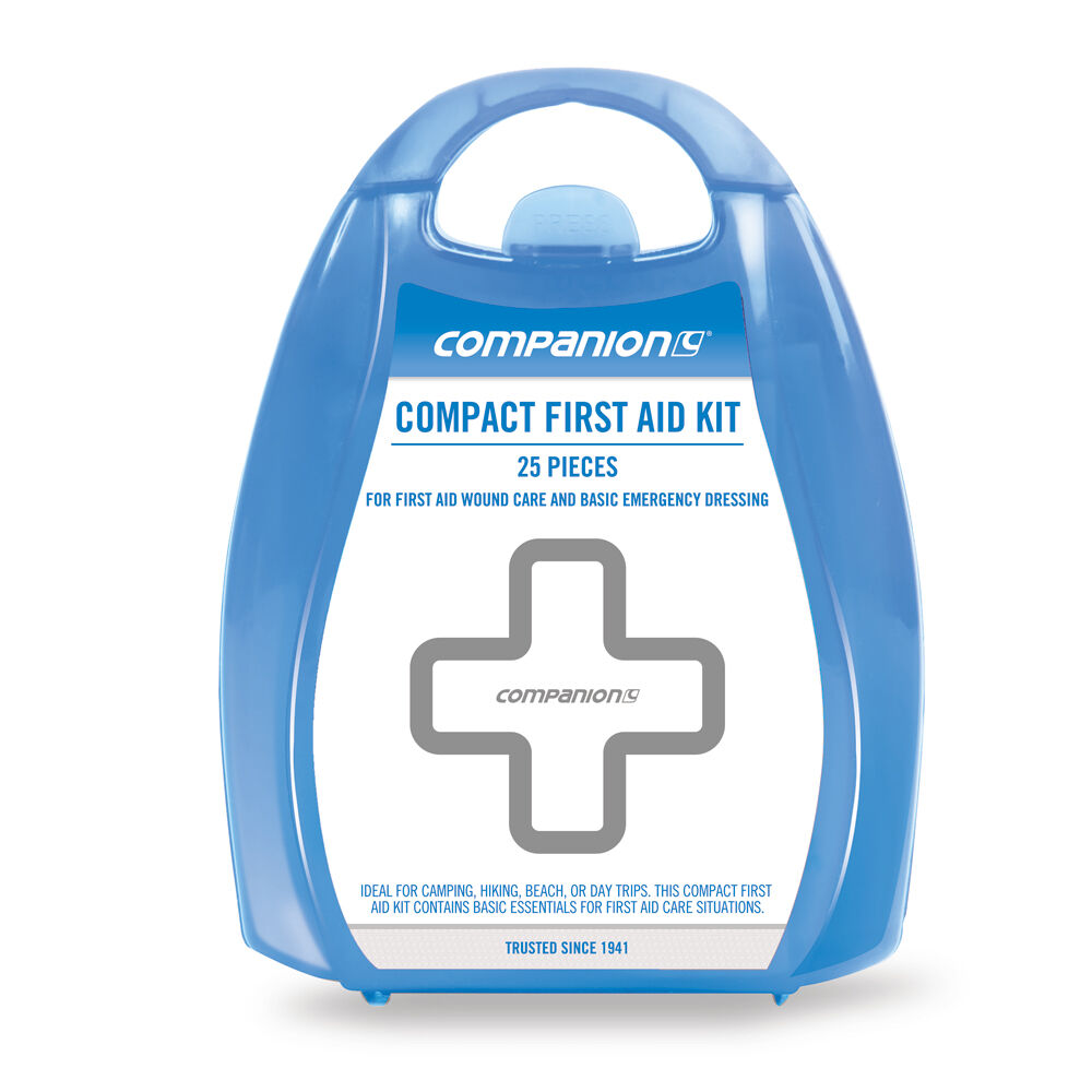 4x 25pc Companion Portable Compact First Aid Kit 13x13cm - Blue