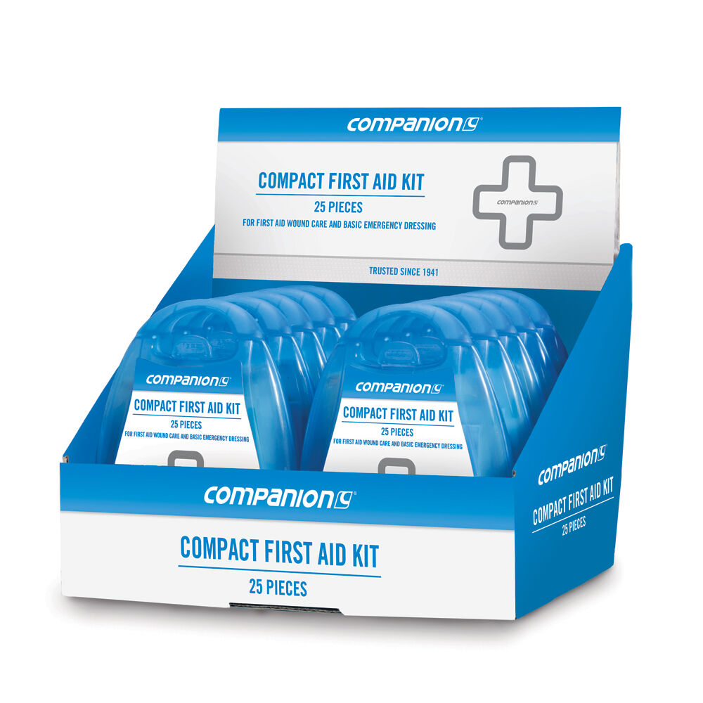 4x 25pc Companion Portable Compact First Aid Kit 13x13cm - Blue