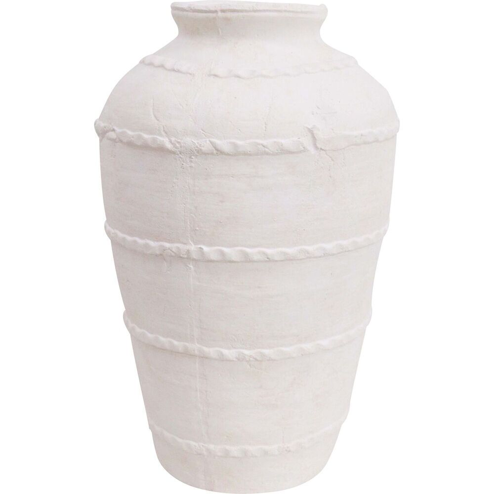 LVD Cement Urn Vase Home/Room Decor 35.5cm White Parga