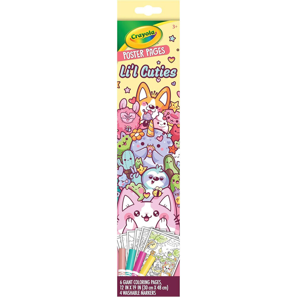 4PK Crayola Poster Pages Lil Cuties Large Colouring Sheets 30x48cm Kids 3y+