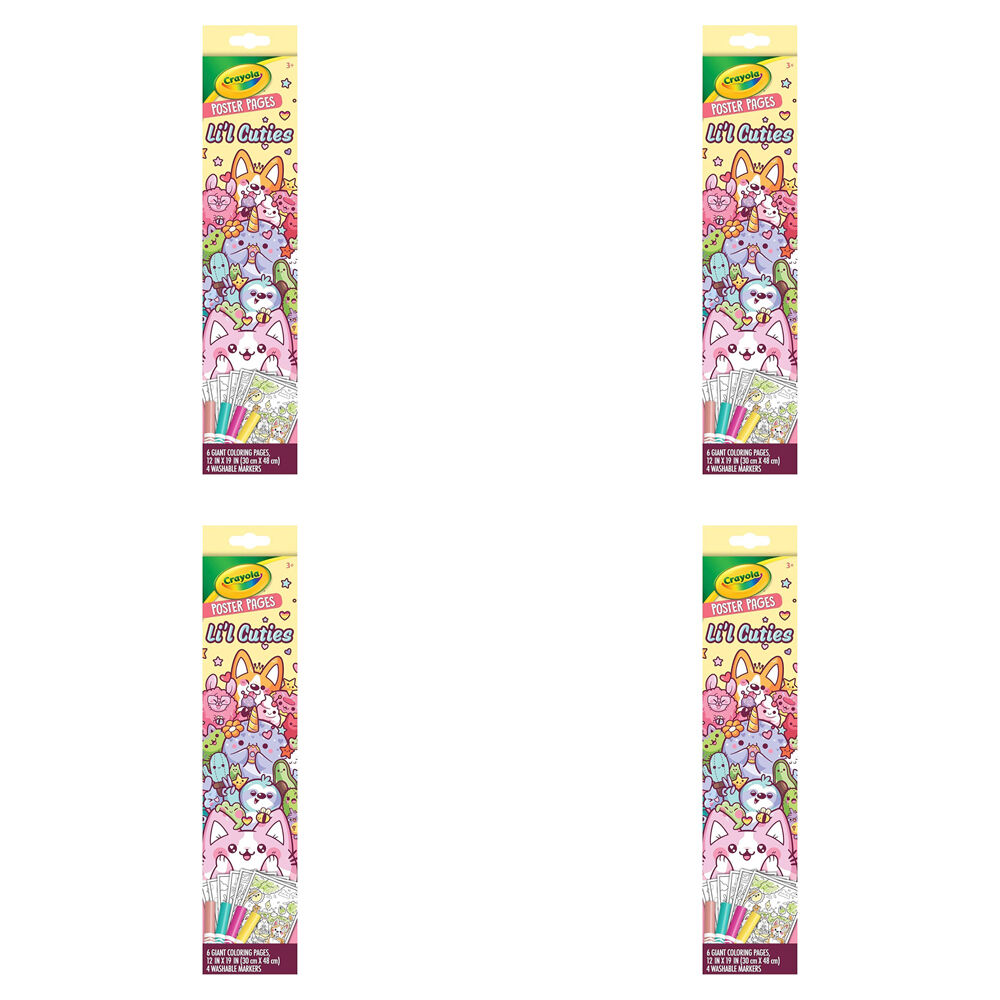 4PK Crayola Poster Pages Lil Cuties Large Colouring Sheets 30x48cm Kids 3y+