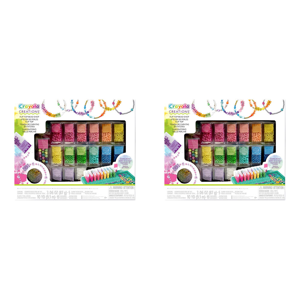 2PK Crayola Creations Flip Top Bead Shop DIY Jewelry Kit Kids 8y+