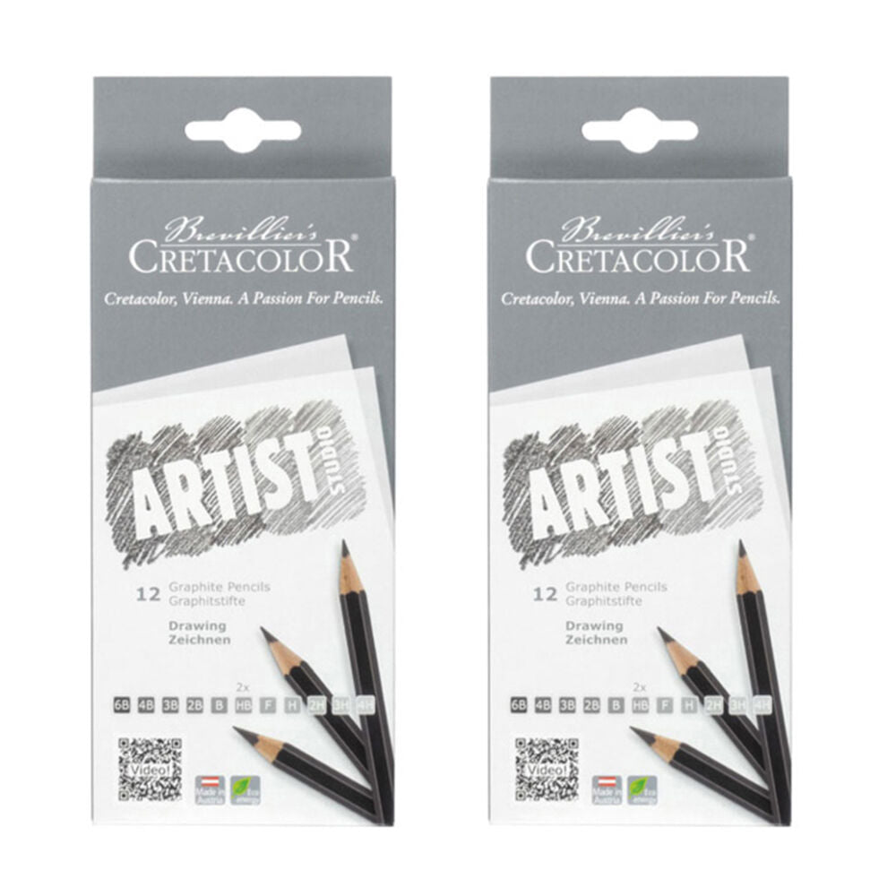 2x 12pc Cretacolor Artist Studio Graphite Drawing Pencils Assorted Grades