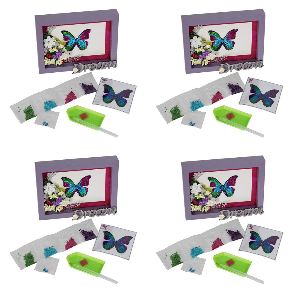 4x Craft Buddy Crystal Art Motif Disco Butterfly 9x9cm Kids/Family 8y+