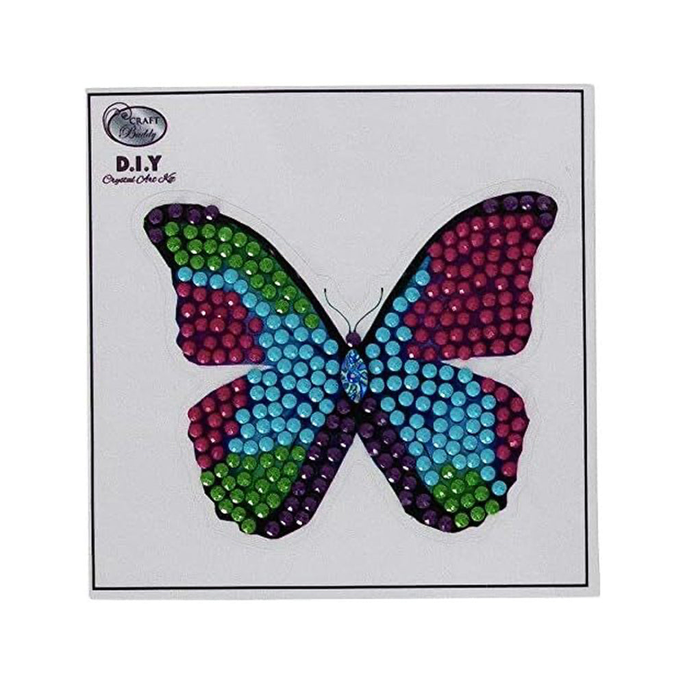4x Craft Buddy Crystal Art Motif Disco Butterfly 9x9cm Kids/Family 8y+