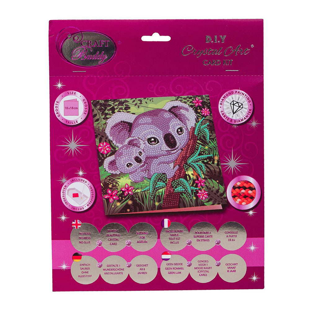 2x Craft Buddy Koala Hugs Crystal Art Card 18x18cm Kids/Family 8y+
