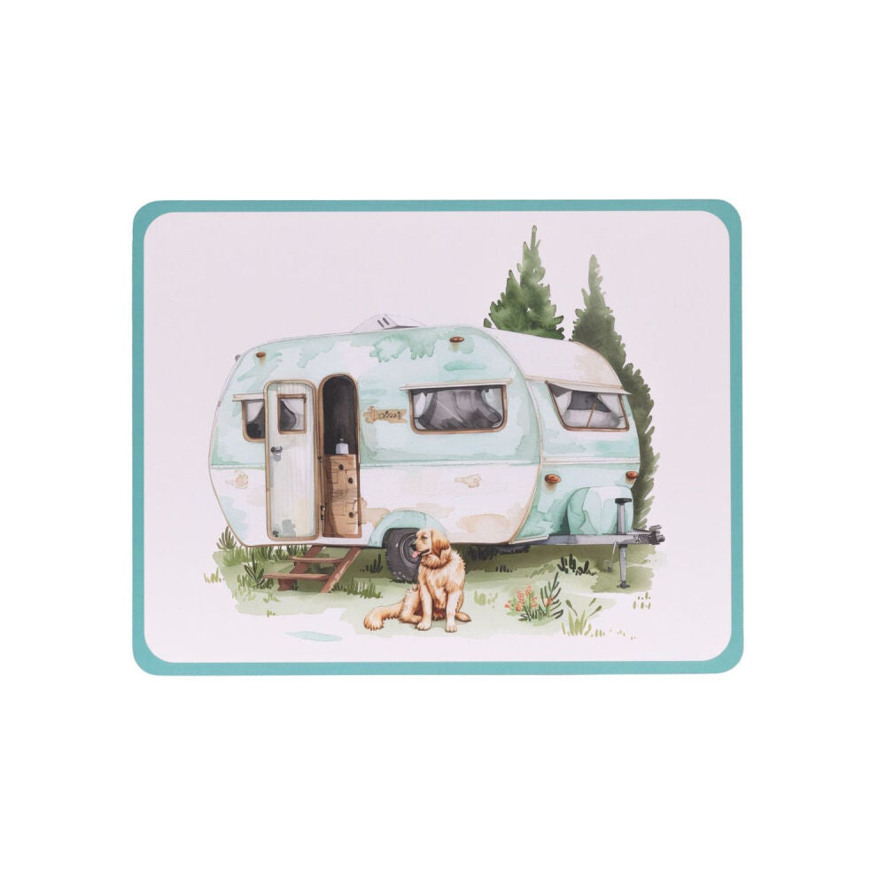 4pc Splosh Caravan Waterproof Placemat Set 34x26.5cm Cork Back Rectangle