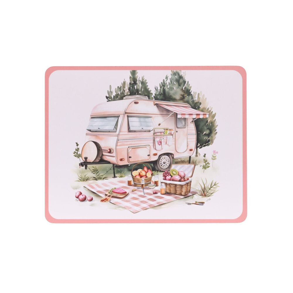 4pc Splosh Caravan Waterproof Placemat Set 34x26.5cm Cork Back Rectangle
