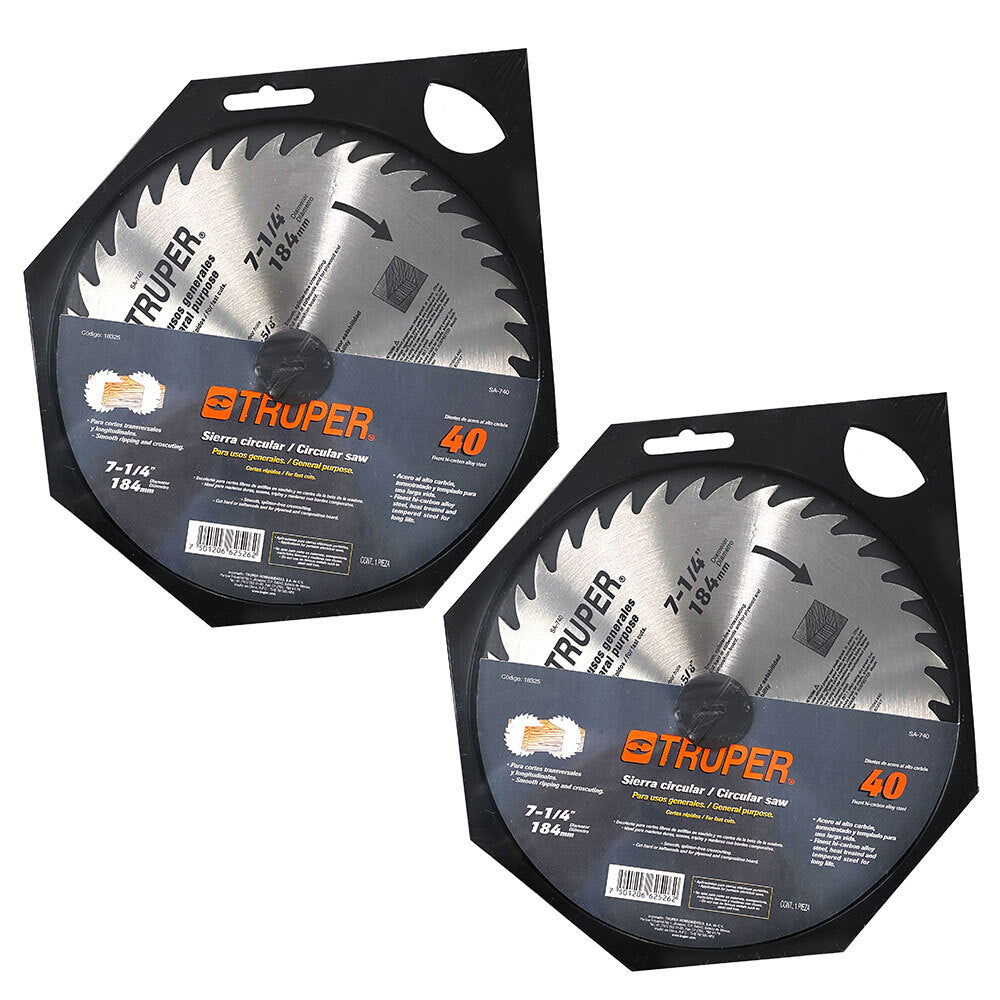 2PK 184mm Truper 40T Circular Saw Blade