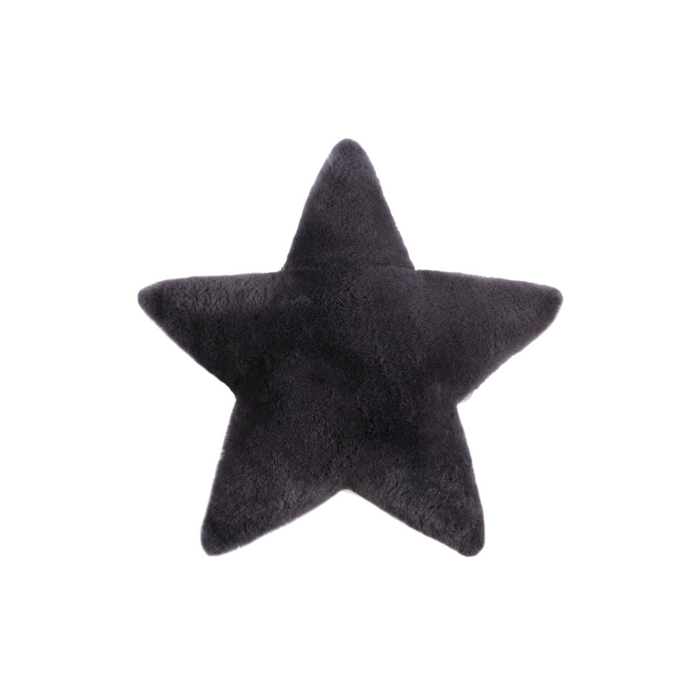 Huxford Grove Sheepskin Star Cushion Decorative Pillow 45cm - Black