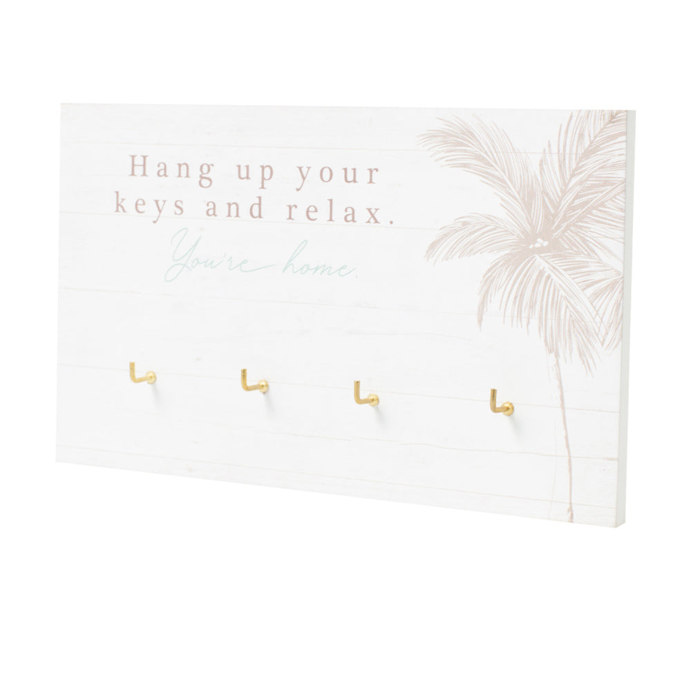 2PK Splosh Coast 20cm Wood Key Hanger Home Organiser - White
