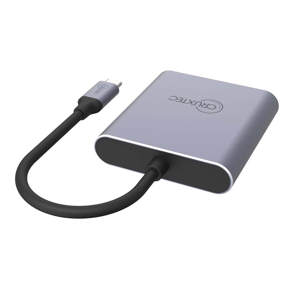 Cruxtec USB-C to Dual HDMI 4K Compact Hub Adapter - Grey