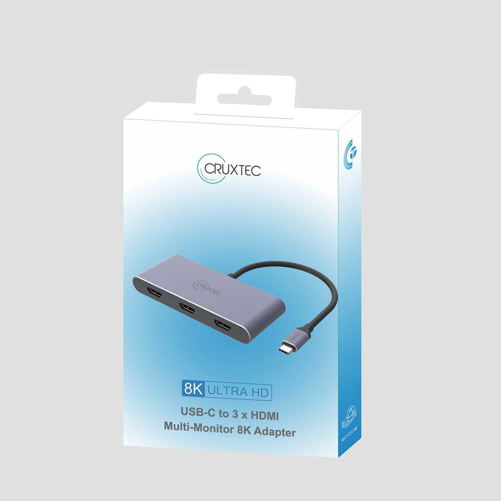 Cruxtec USB-C to 3 x HDMI Multi-Monitor 8K Hub Adapter