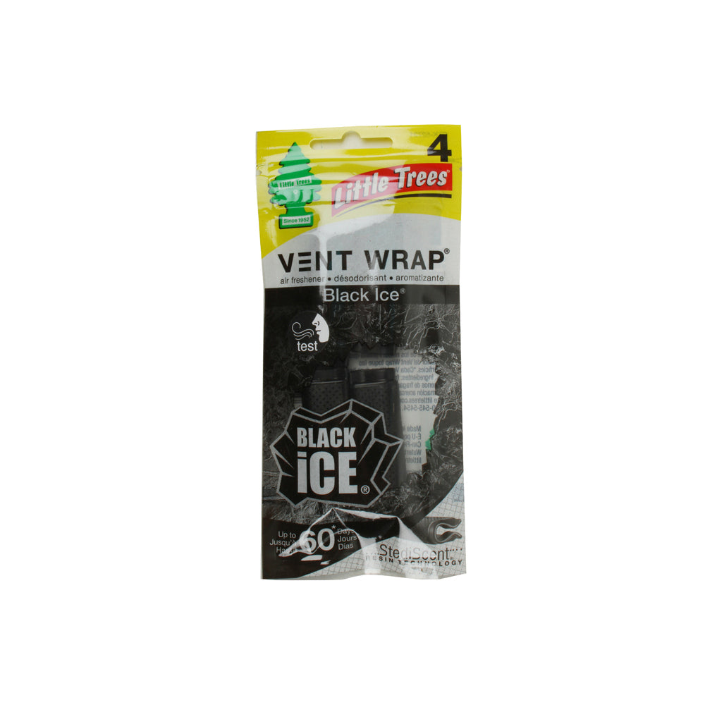 4PK Little Tree Vent Wrap Black Ice Car Scent Fragrance 4x12cm