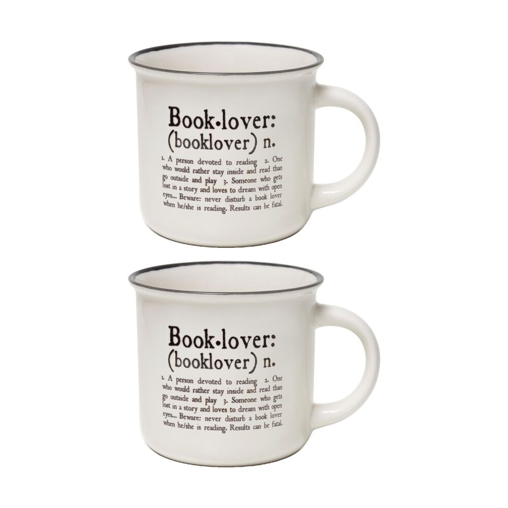 2PK Legami Cup Puccino Bone China Mug Book Lover Printed Design 350ml Large Gift
