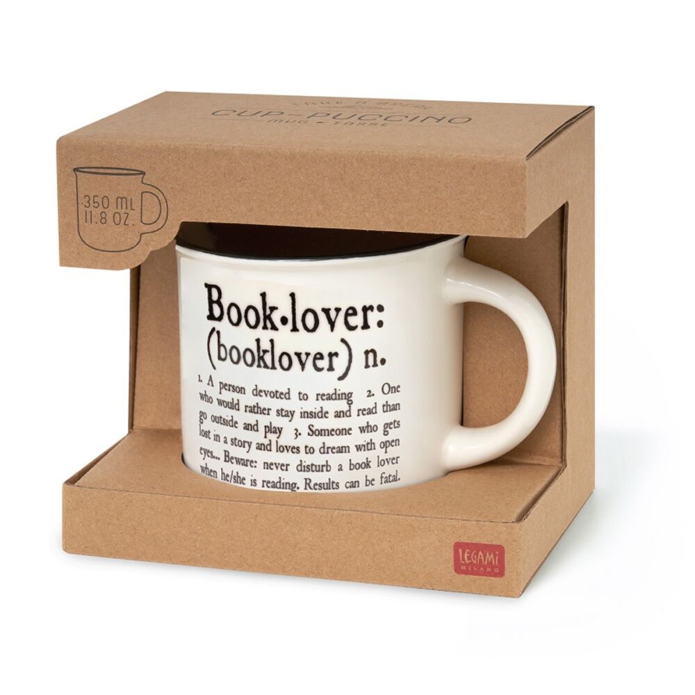 2PK Legami Cup Puccino Bone China Mug Book Lover Printed Design 350ml Large Gift