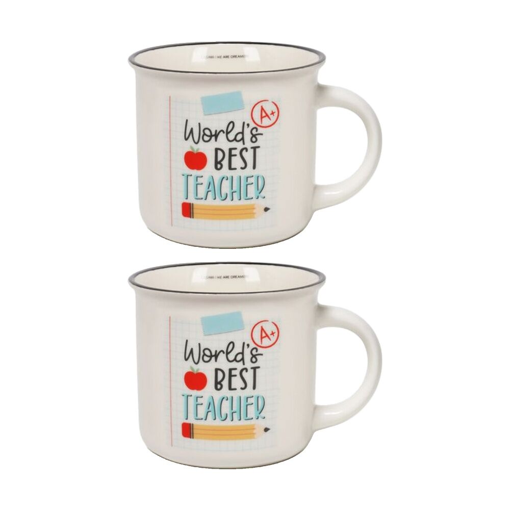 2PK Legami Cup Puccino Bone China Mug Worlds Best Teacher Design 350ml Gift