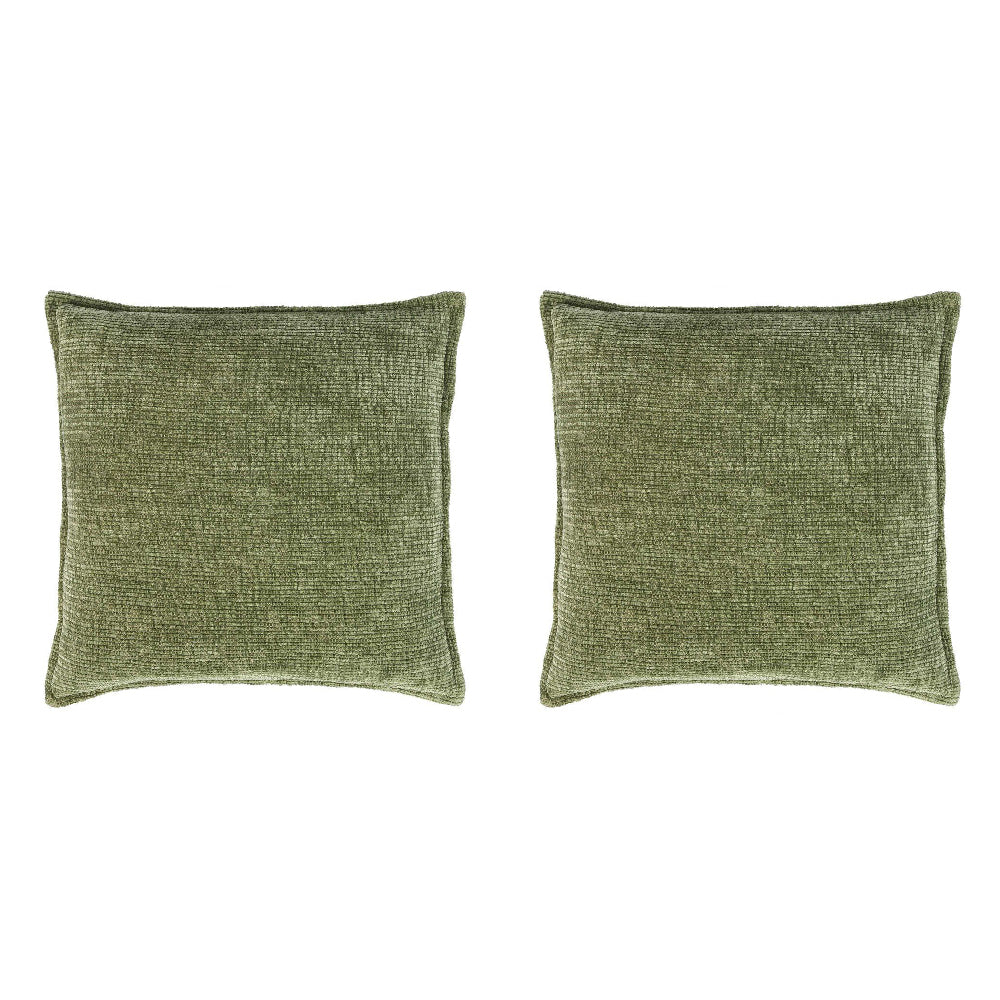 2PK Belle Perri Chenille Viscose Cushion Cover 50x50cm Square - Green