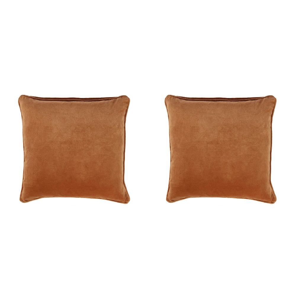 2PK Belle Chelsea Velvet Cotton Cushion Cover 50x50cm Square - Brown