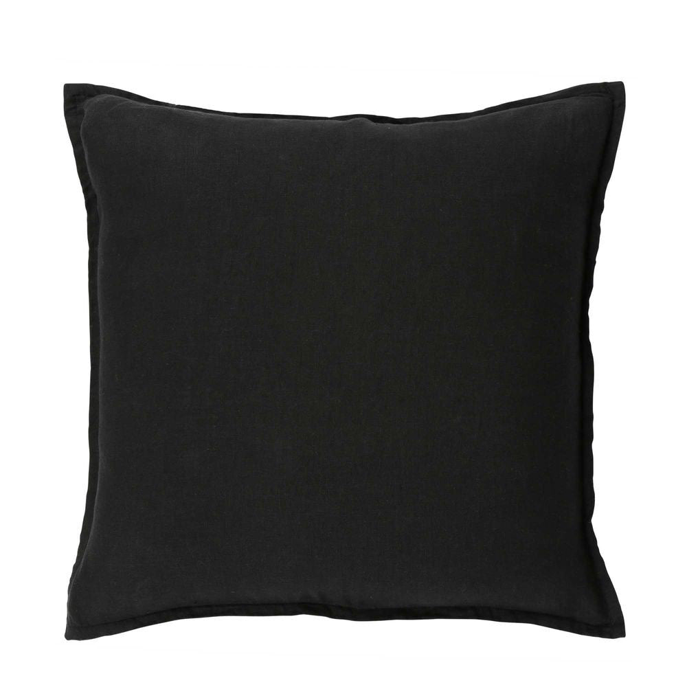 Belle Manon Linen Cushion Pillow Decor Square 50x50cm - Black