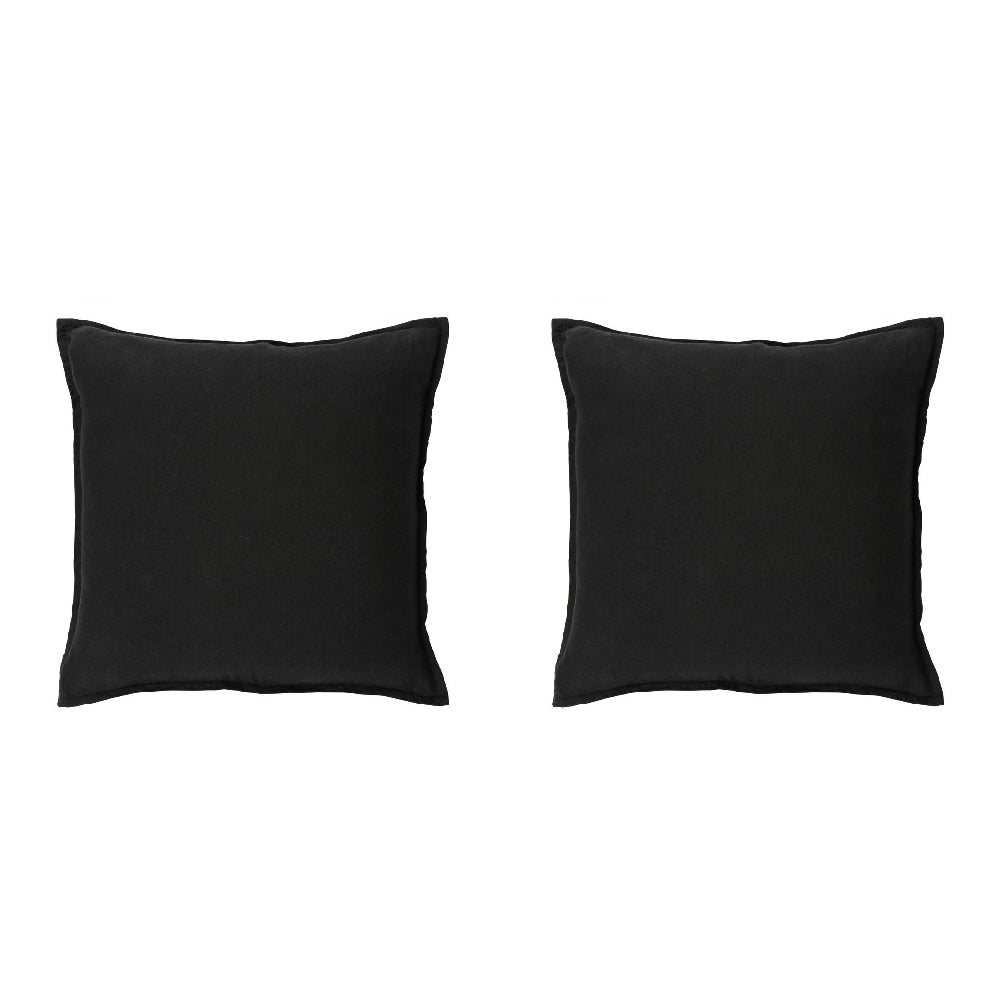 2PK Belle Manon Linen Cushion Pillow Decor Square 50x50cm - Black