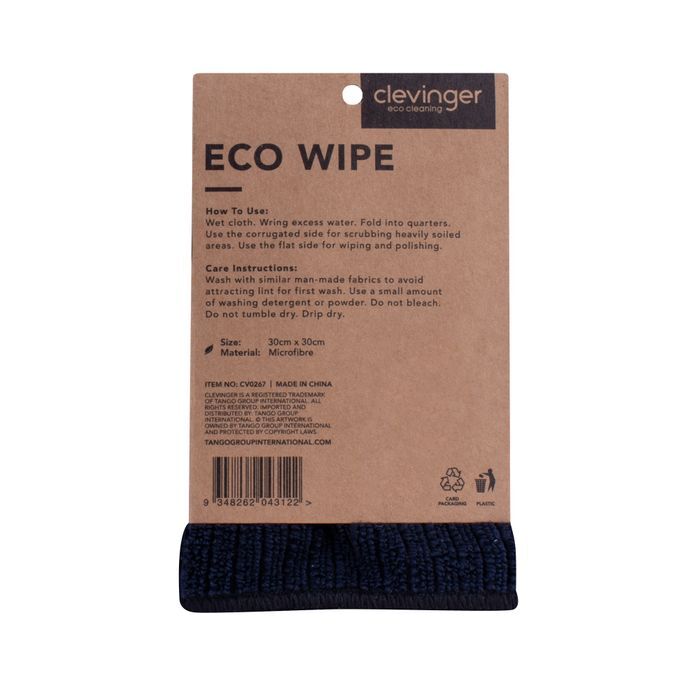 3PK Clevinger Eco Wipe General Use Microfibre Cleaning Wipe 30x30cm Assorted
