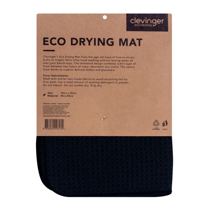2PK Clevinger Microfibre Eco Dish Drying Mat 40x45cm Assorted
