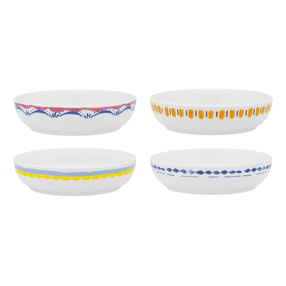 4pc Porto Porcelain Positano Round Dinner Bowls 21.5cm Assorted Designs