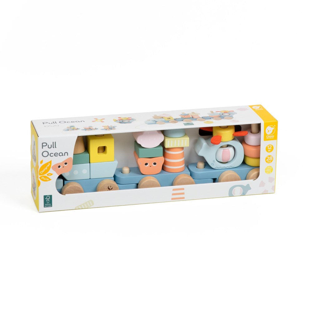 Classic World Pull Along Children's Wooden Ocean Playset 12M+