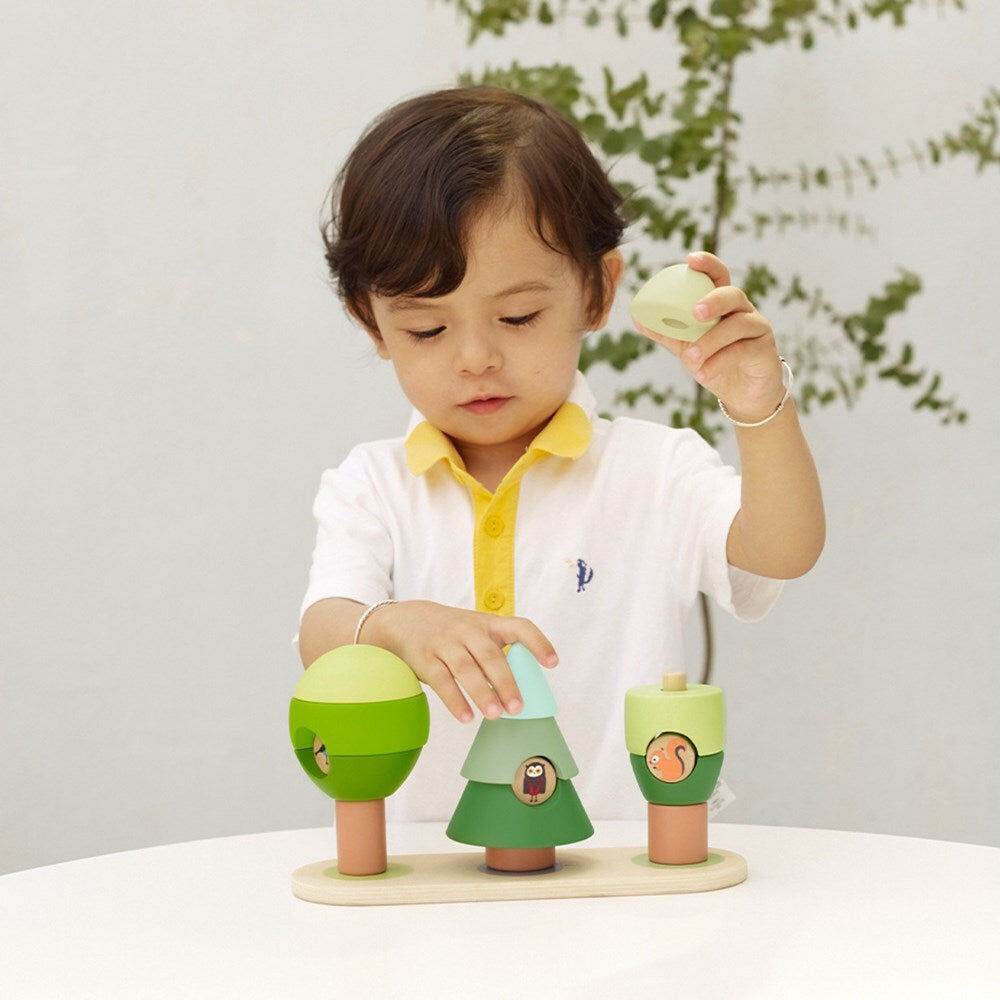 16pc Classic World Wooden Stacking Rings Little Forest Set 10M+