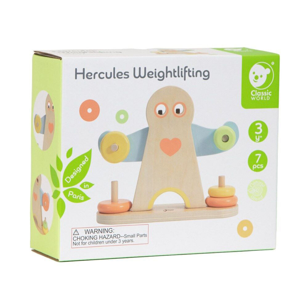 7pc Classic World Wooden Hercules Weightlifting Children's Playset 3Y+