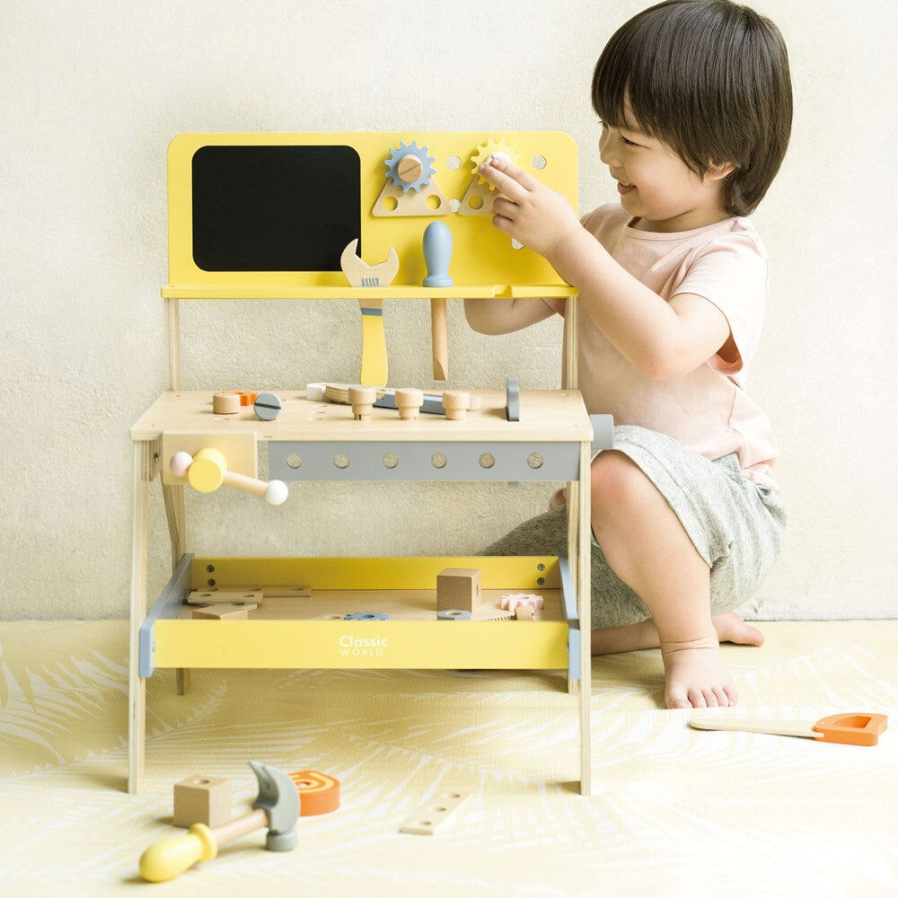 42pc Classic World Childrens Wooden Pretend Play Modern Tool Bench 3Y+