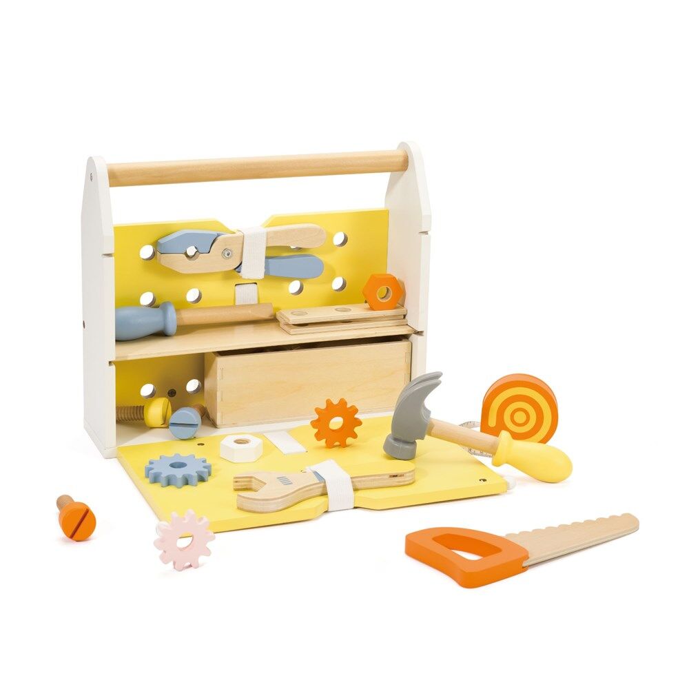 27pc Classic World Childrens Wooden Pretend Play Modern Tool Box 3Y+