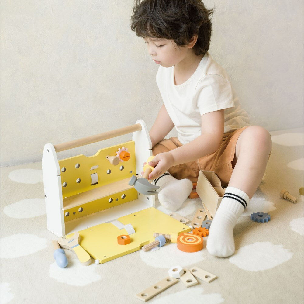 27pc Classic World Childrens Wooden Pretend Play Modern Tool Box 3Y+