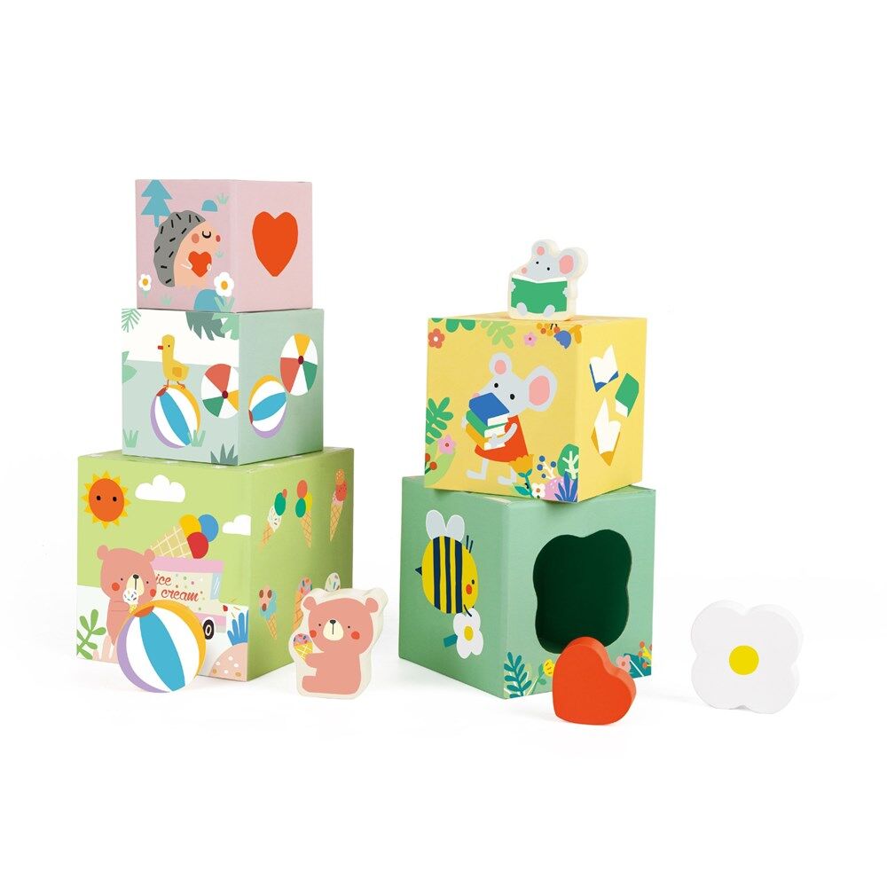 10pc Classic World Wooden Forest Stacking Cubes Children's Set 18M+