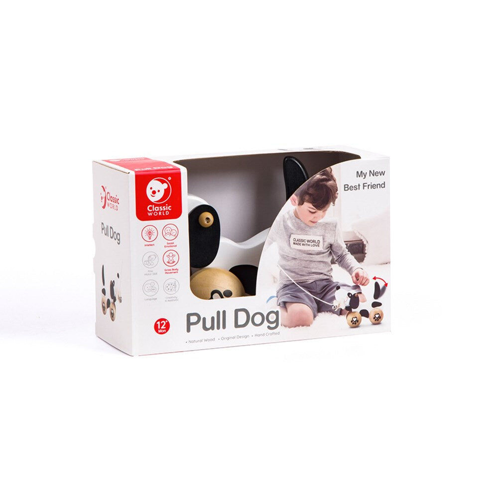 Classic World Pull Along Children's Wooden Pet Dog Playset 12M+