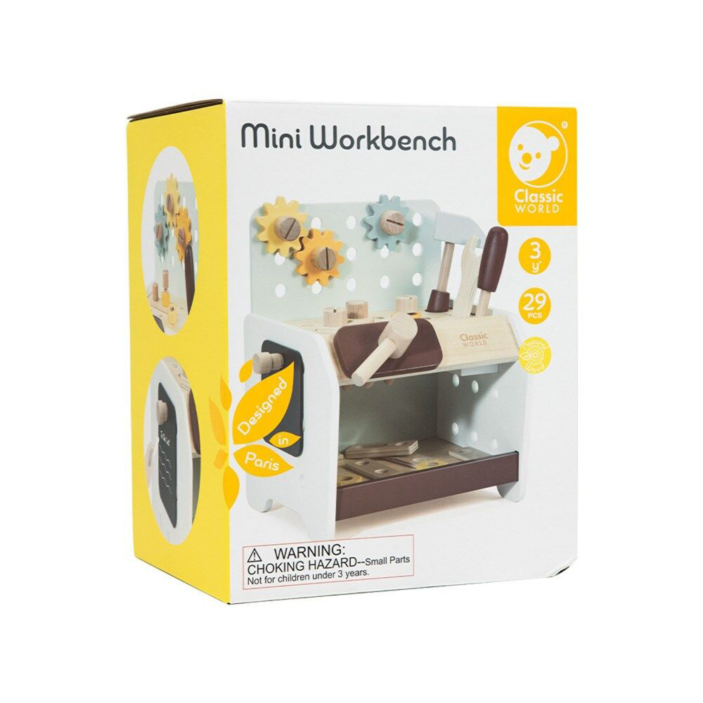 29pc Classic World Childrens Wooden Pretend Play Mini Workbench 3Y+