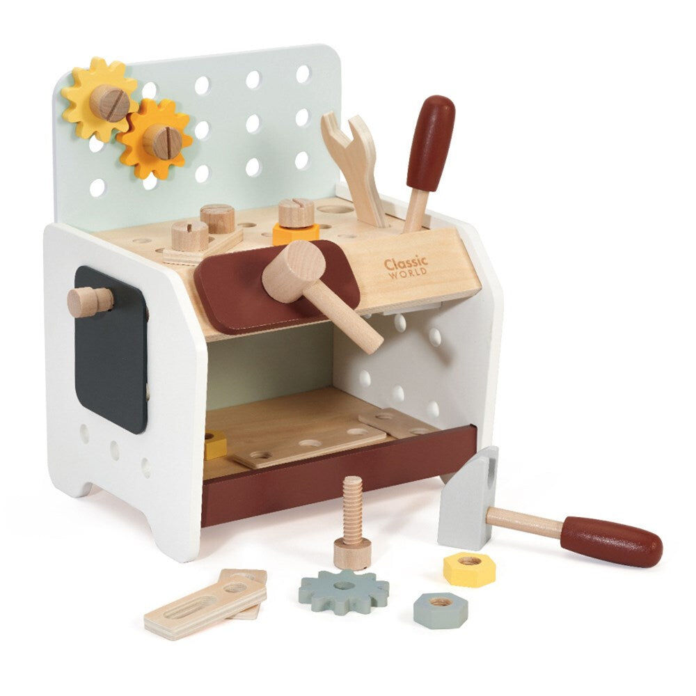 29pc Classic World Childrens Wooden Pretend Play Mini Workbench 3Y+