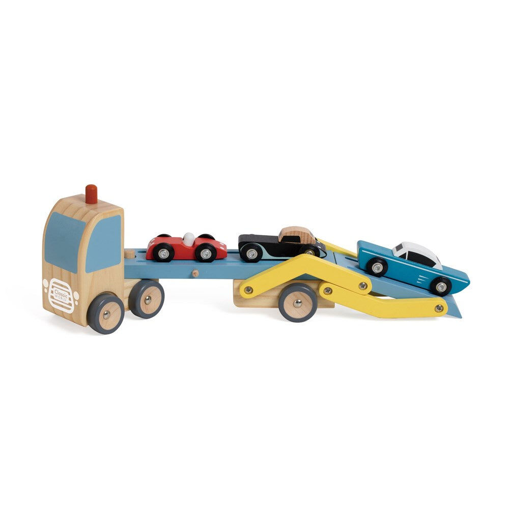 5pc Classic World Childrens Wooden Pretend Play Car Transporter Truck 18M+