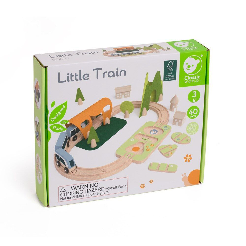 40pc Classic World Children's Wooden Little Train Playset 3Y+