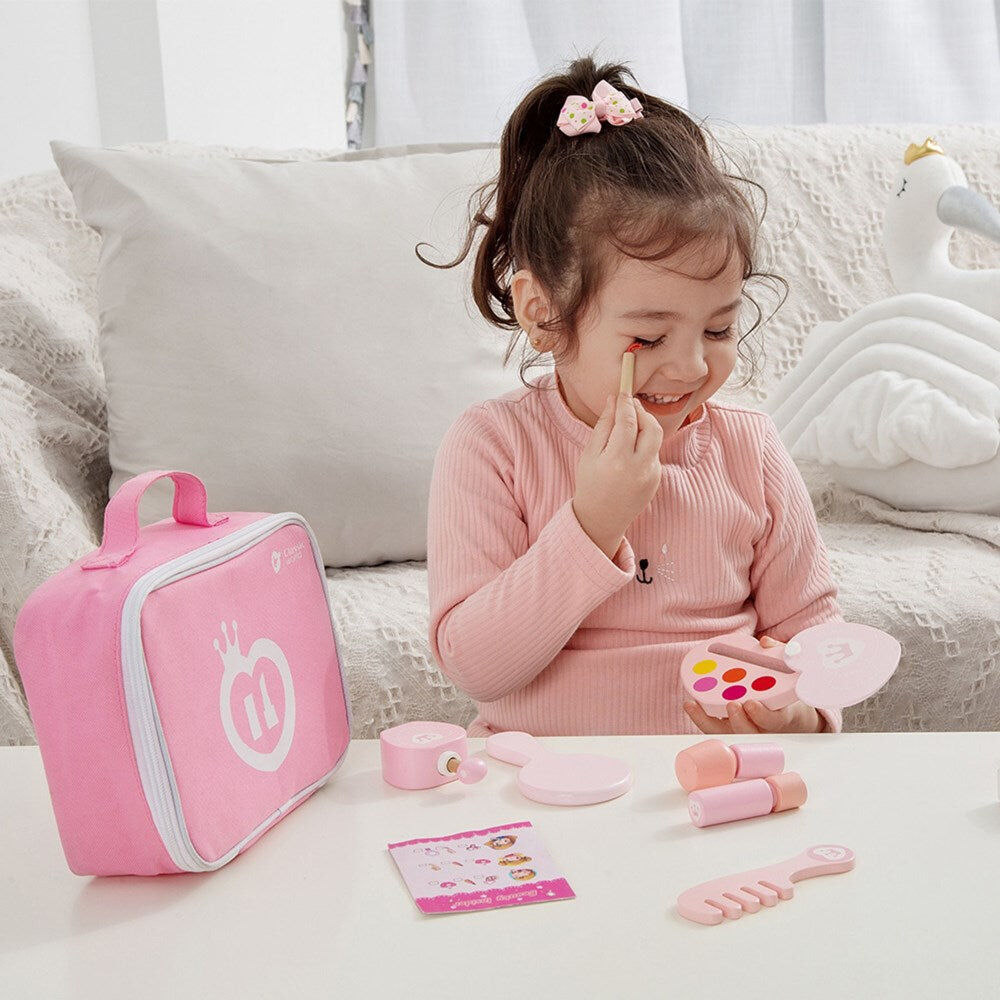 12pc Classic World Childrens Pretend Wooden Make-Up Playset 3Y+ Pink