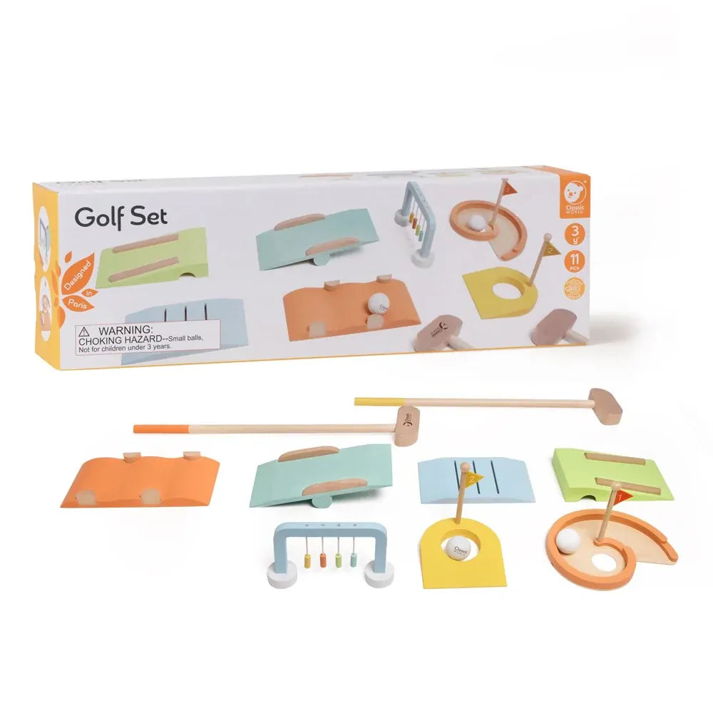 9pc Classic World Indoor Wooden Mini Golf Set for Children 3Y+
