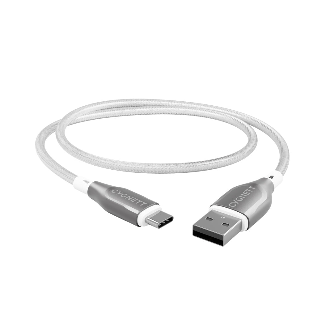 2PK Cygnett Armoured USB-C to USB-A Charger & Data Sync Cable 1M - White