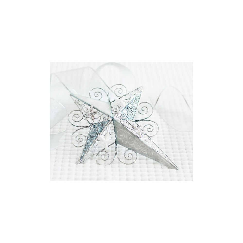 4PK Darlin Capiz Shell Wire Christmas Star Wall Art Tree Ornament 27.5cm Blue